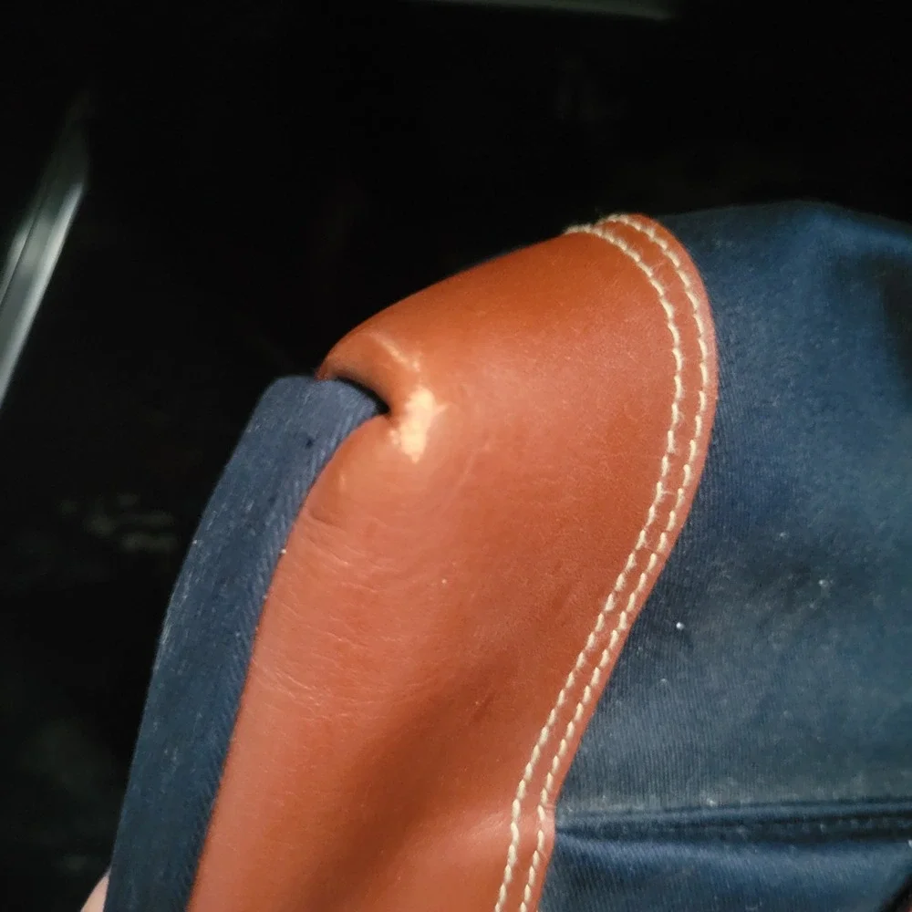 Etienne Aigner Canvas Shoulder Tote Bag Purse Navy Blue Brown‎